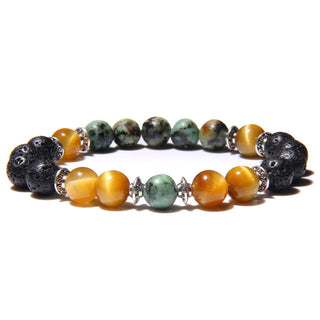 Golden Confidence Bracelet: Gold Tiger's Eye, African Turquoise & Lava Stone