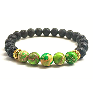 Green Apple Jasper and Lava Stone 10mm
