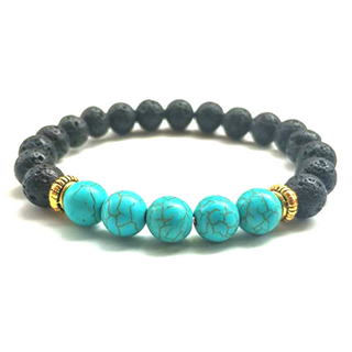 Tranquil Energy Bracelet: Turquoise and Lava Stone 10mm - 2nd Wind