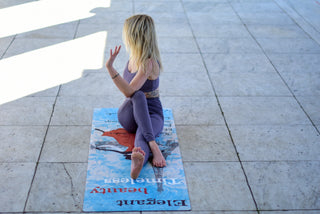 YogaRat RatMat Yoga Mat & Yoga Towel Set, Seafoam Mat and Seafoam/Tan Towel