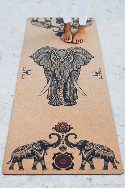 Cork Yoga Mat - Elephant Design - Limited Print – 2nd Wind