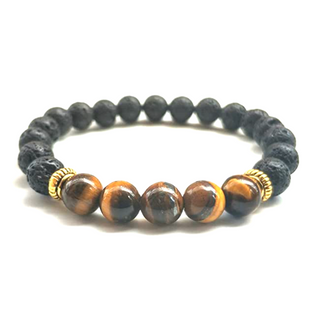 Courage & Strength Bracelet: Tigers Eye and Lava Stone - 2nd Wind