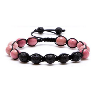 Vibrant Love Bracelet: Rhodonite & Lava Stone Diffuser